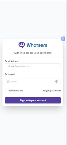 Whatsers mobile dashboard login preview